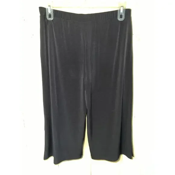 Susan Graver Black Cropped Pants with Side Slits - Picture 7 of 11